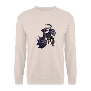Schwarzer Drache - Unisex Pullover - Sand - Vorne - Alina (178cm) & Michal (187cm)