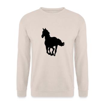 Pferd Pferd Silhouette Schatten shadow8 - Unisex Pullover - Sand - Vorne - Alina (178cm) & Michal (187cm)