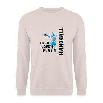 Handball feel it love it play it - Unisex Pullover - Sand - Vorne - Alina (178cm) & Michal (187cm)