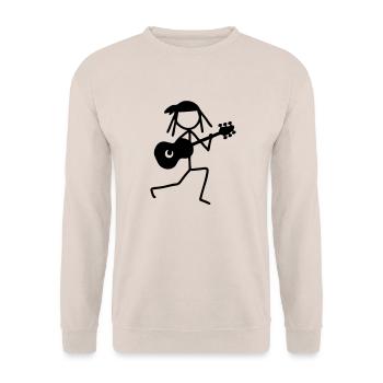 Strichmännchen mit Gitarre - Unisex Pullover - Sand - Vorne - Alina (178cm) & Michal (187cm)