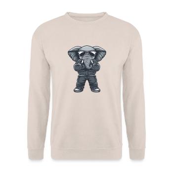 Elephant Comic Sunglasses - Unisex Sweatshirt - sand - Front - Alina (178cm) & Michal (187cm)