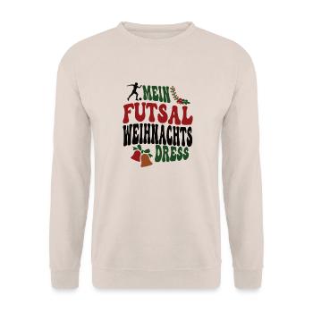 Futsal Weihnachten Futsalspielerin XMAS Outfit - Unisex Pullover - Sand - Vorne - Alina (178cm) & Michal (187cm)