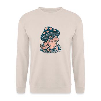 Vintage Pilzfrosch Cottagecore - Unisex Pullover - Sand - Vorne - Alina (178cm) & Michal (187cm)