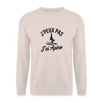 T-Shirt Ich kann nicht Apéro haben - Unisex Pullover - Sand - Vorne - Alina (178cm) & Michal (187cm)