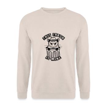 Trash possum with hat looking out of the garbage can - Unisex Sweatshirt - sand - Front - Alina (178cm) & Michal (187cm)