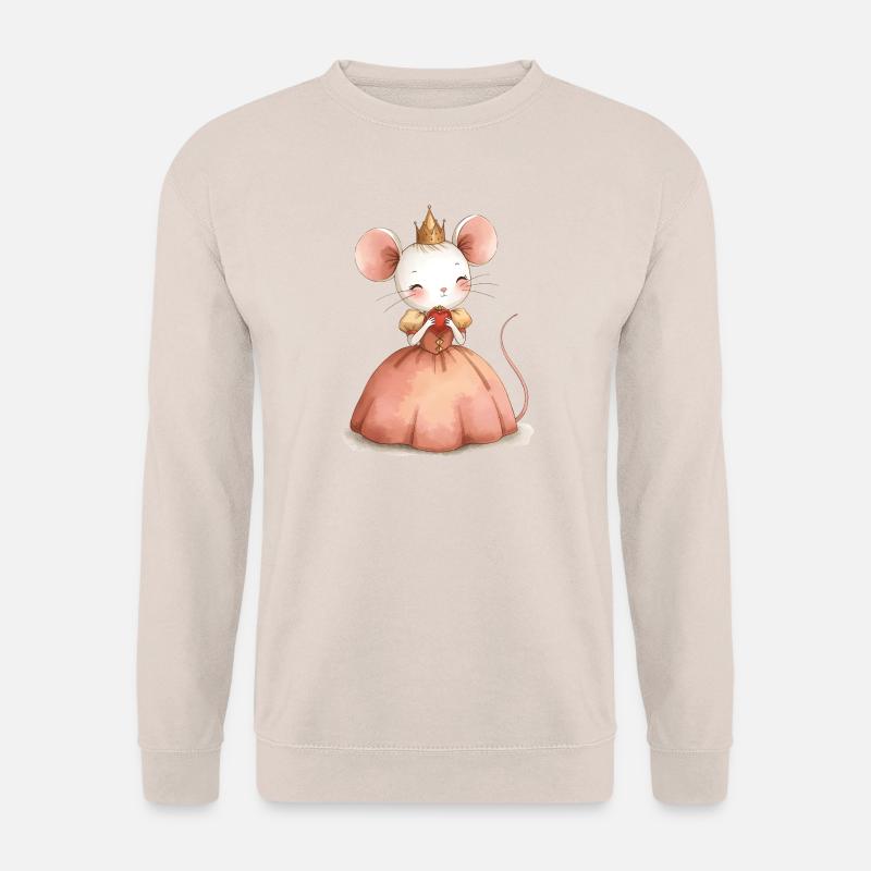 Maus Prinzessin im rosa Kleid Kinderdesign - Unisex Pullover - Sand