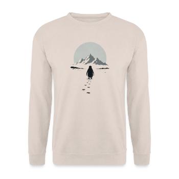 Lone Penguin – Ins Unbekannte - Unisex Pullover - Sand - Vorne - Alina (178cm) & Michal (187cm)