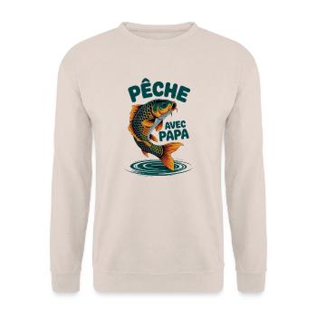 Pêcher avec papa, c'est le top. Carpe sautante - Sweat-shirt Unisexe - sable - Devant - Alina (178cm) & Michal (187cm)