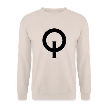 Optimist_Zeichen-svg - Unisex Pullover - Sand - Vorne - Alina (178cm) & Michal (187cm)
