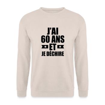 j'ai 60 ans et je déchire - Sweat-shirt Unisexe - sable - Devant - Alina (178cm) & Michal (187cm)
