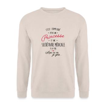 princesse et secrétaire médicale - Sweat-shirt Unisexe - sable - Devant - Alina (178cm) & Michal (187cm)