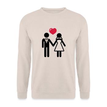 Bride and groom with heart - Unisex Sweatshirt - sand - Front - Alina (178cm) & Michal (187cm)