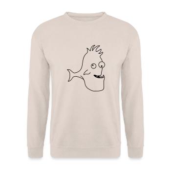 Stupid Crazy Comic Fish - Unisex Pullover - Sand - Vorne - Alina (178cm) & Michal (187cm)