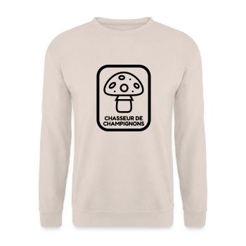Mushroom / Champignon / Pilz / Picking - Unisex Sweatshirt - sand - Front - Alina (178cm) & Michal (187cm)