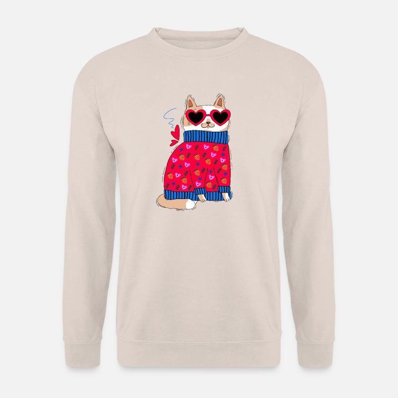 Katze und herzen - Unisex Pullover - Sand
