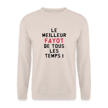 Fayot / Fayote / Humour / Prof / Ecole / Patron - Sweat-shirt Unisexe - sable - Devant - Alina (178cm) & Michal (187cm)