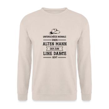 Old Man - Line Dance - Dad Grandpa Pensioner - Unisex Sweatshirt - sand - Front - Alina (178cm) & Michal (187cm)