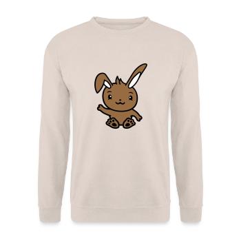Lapin saluant amicalement la main agitant bonjour - Sweat-shirt Unisexe - sable - Devant - Alina (178cm) & Michal (187cm)