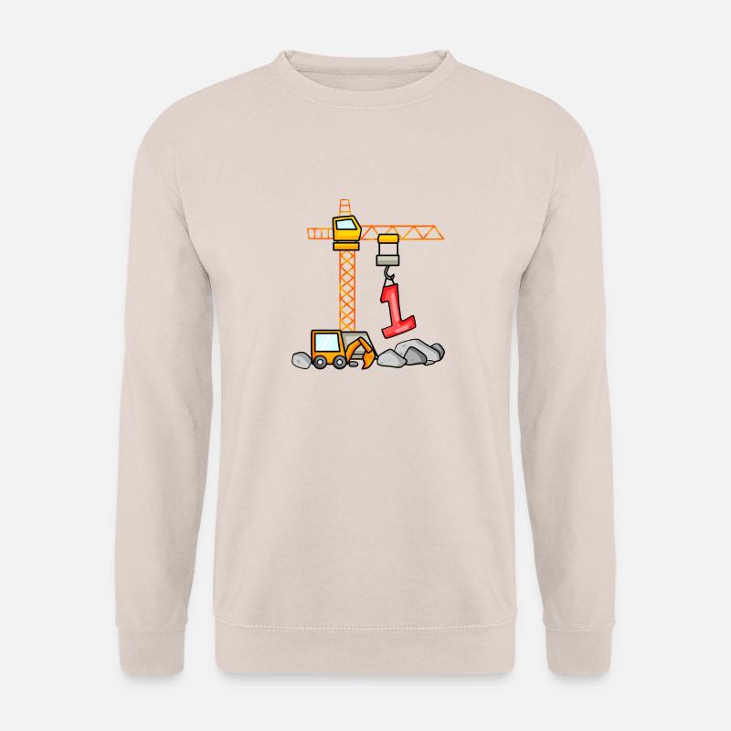 Kinder Geburtstagsshirt Bagger 1 Junge Baustelle 1 - Unisex Pullover - Sand