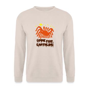 Gimme Five - Monster sagt hallo - Unisex Pullover - Sand - Vorne - Alina (178cm) & Michal (187cm)