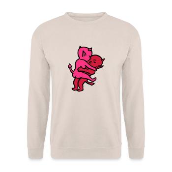 teufels-sex ... von wicki_de - Unisex Pullover - Sand - Vorne - Alina (178cm) & Michal (187cm)