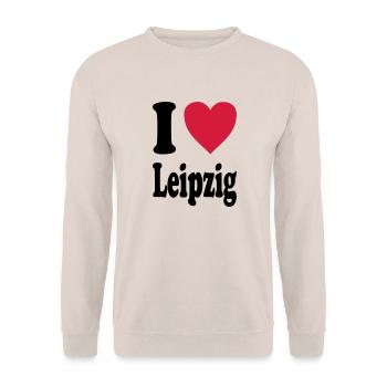 I love Leipzig - Unisex Sweatshirt - sand - Front - Alina (178cm) & Michal (187cm)