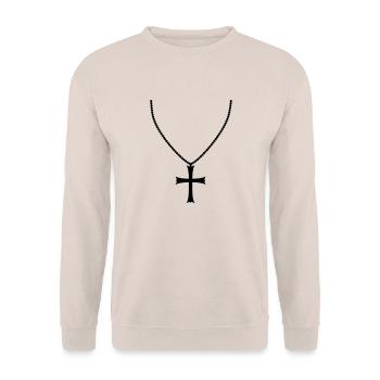 schmuck halskette kirche symbol kreuz jesus christ - Unisex Pullover - Sand - Vorne - Alina (178cm) & Michal (187cm)