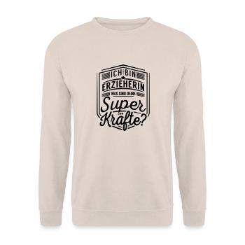 Erzieherin - Superkräfte - Unisex Pullover - Sand - Vorne - Alina (178cm) & Michal (187cm)