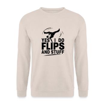 Bien sûr, je fais des flips et tout - Sweat-shirt Unisexe - sable - Devant - Alina (178cm) & Michal (187cm)