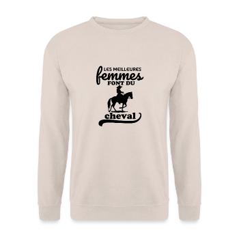 femme à cheval humour - Sweat-shirt Unisexe - sable - Devant - Alina (178cm) & Michal (187cm)