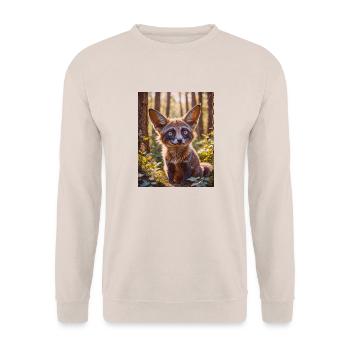 super cute african animals– Bat-eared Fox - Unisex Sweatshirt - sand - Front - Alina (178cm) & Michal (187cm)