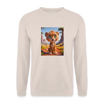 Animaux africains super mignons – Guépard - Sweat-shirt Unisexe - sable - Devant - Alina (178cm) & Michal (187cm)