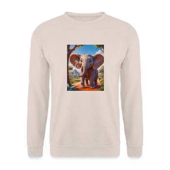Animaux africains super mignons – éléphant - Sweat-shirt Unisexe - sable - Devant - Alina (178cm) & Michal (187cm)