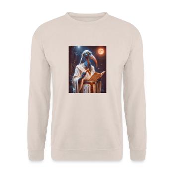 Thoth, ibis-headed god, holding a scroll - Unisex Sweatshirt - sand - Front - Alina (178cm) & Michal (187cm)