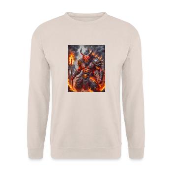 Féroce Oni à la peau rouge brandissant une massue de fer au milieu du dar - Sweat-shirt Unisexe - sable - Devant - Alina (178cm) & Michal (187cm)