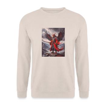 Majestueux guerrier Tengu ailé avec masque rouge sur m - Sweat-shirt Unisexe - sable - Devant - Alina (178cm) & Michal (187cm)