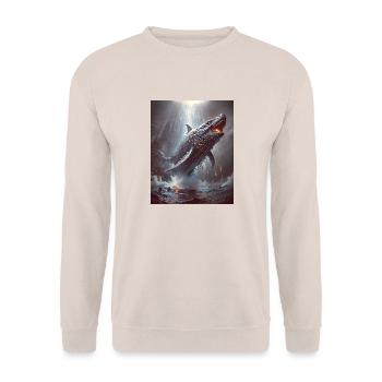 Bake-kujira Skeletal ghost whale gliding through m - Unisex Sweatshirt - sand - Front - Alina (178cm) & Michal (187cm)