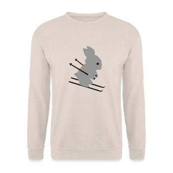 Ski Hase - Skihase - Unisex Pullover - Sand - Vorne - Alina (178cm) & Michal (187cm)