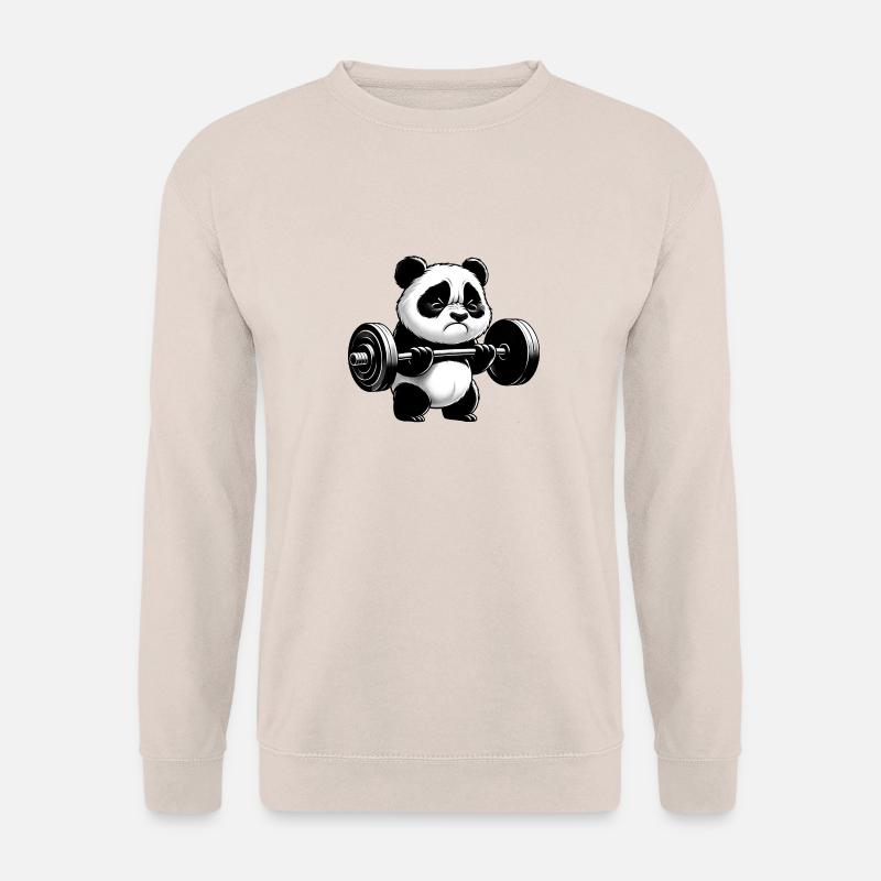 Funny panda doing strength training - Unisex Sweatshirt - sand
