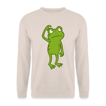 Frosch verwirrt  - Unisex Pullover - Sand - Vorne - Alina (178cm) & Michal (187cm)