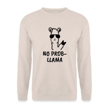 NO PROB-LLAMA! - Unisex Pullover - Sand - Vorne - Alina (178cm) & Michal (187cm)