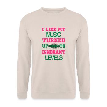 J'aime ma musique tournée vers les niveaux - Sweat-shirt Unisexe - sable - Devant - Alina (178cm) & Michal (187cm)