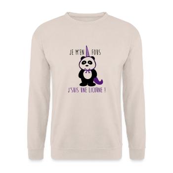 je m'en fous je suis une licorne,panda - Sweat-shirt Unisexe - sable - Devant - Alina (178cm) & Michal (187cm)