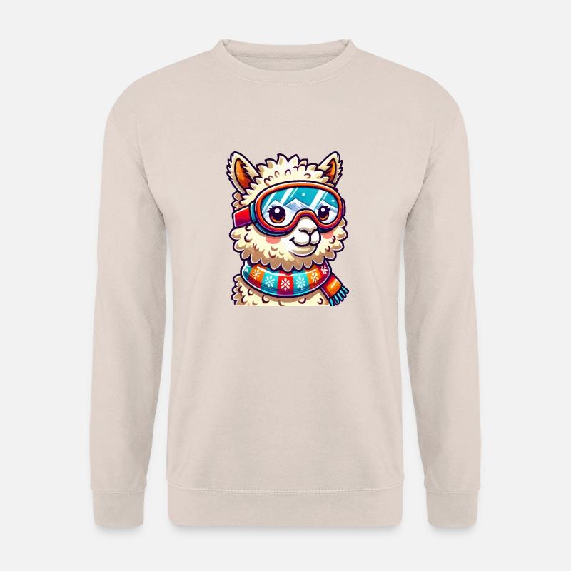 Llama Comic Ski Goggles - Unisex Sweatshirt - sand