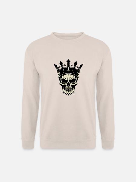 Königlicher Schädel, Schädel in Krone - Unisex Pullover - Sand