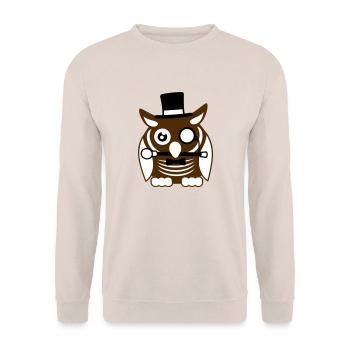 Sir hibou chapeau haut de forme monocle verres riches M. - Sweat-shirt Unisexe - sable - Devant - Alina (178cm) & Michal (187cm)
