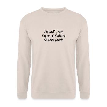 I'm not lazy, I'm on energy saving mode II - Unisex Pullover - Sand - Vorne - Alina (178cm) & Michal (187cm)