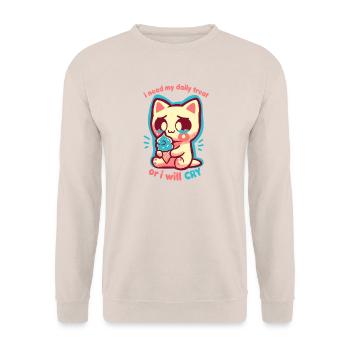 Need my Daily Treat - Unisex Sweatshirt - sand - Front - Alina (178cm) & Michal (187cm)