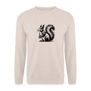 Cuddly Squirrel Pencil Stroke Sketch - Unisex Sweatshirt - sand - Front - Alina (178cm) & Michal (187cm)