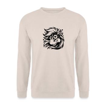Funny horse with big eyes - Unisex Sweatshirt - sand - Front - Alina (178cm) & Michal (187cm)